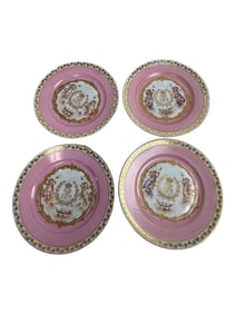 French Chateau Des Tuileries Sevres 1846 Pink Gold Plates set of four