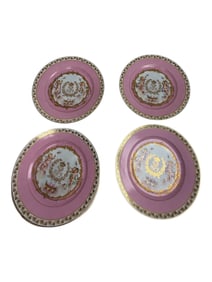French Chateau Des Tuileries Sevres 1846 Pink Gold Plates set of four
