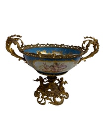 Antique 1900s French Comote Bowl Brass Painted