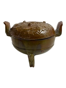 Antique Chinese Tripod Brown Glazed Pottery