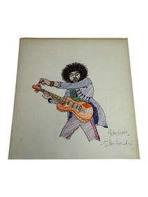 Jimi Hendrix Signed Illustration Art Drawing