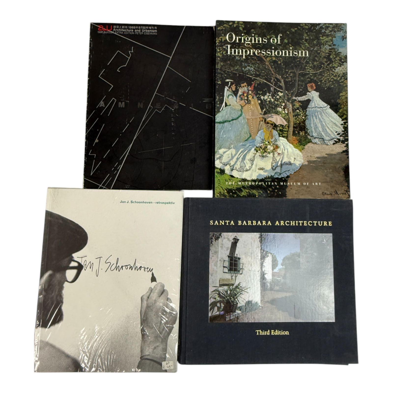 Vintage Architecture Art Books: Vintage Architecture Art Books Architecture and Urbanism 1988 Aug Exra Edition PeterEisenman, Jan J. Schoonhoven sealed, Santa Barara Architecture 3rd edition, Origins of Impressionism