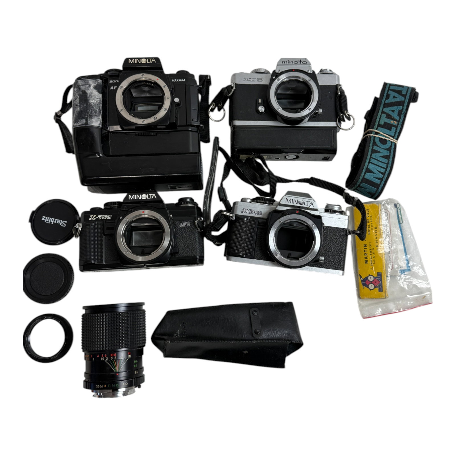 Vintage Camera Lot: Vintage Camera Lot Various Makes of Minolta Cameras Lens and acessories as is