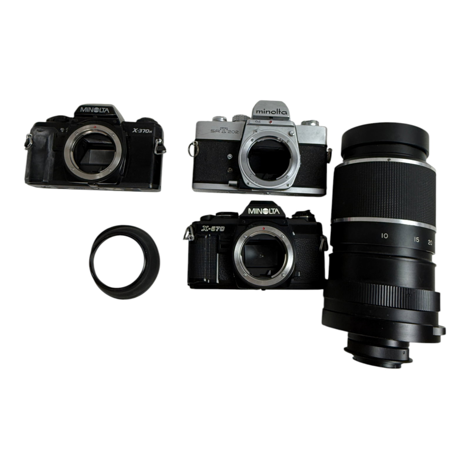 Vintage Camera Lot: Vintage Camera Lot Various Makes of Minolta Cameras Lens and acessories as is