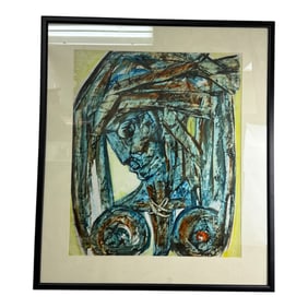 Abstract Woman Signed Lithograph Art