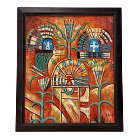 Textured Painting B. Long South American Tribal Art