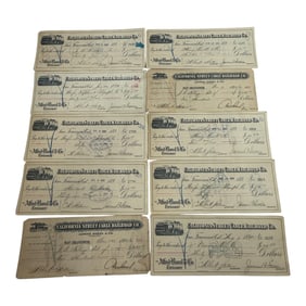 Antique San Francisco California Street Cable Railroad Co. Check Circa 1890-1901
