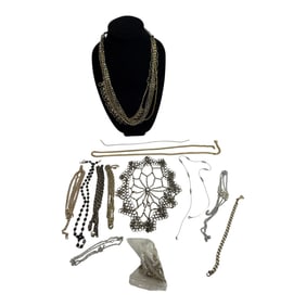 Vintage Jewellery Lot With Chain Necklaces And Head Piece