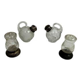 Antique Glass Sterling Salt & Pepper Shakers