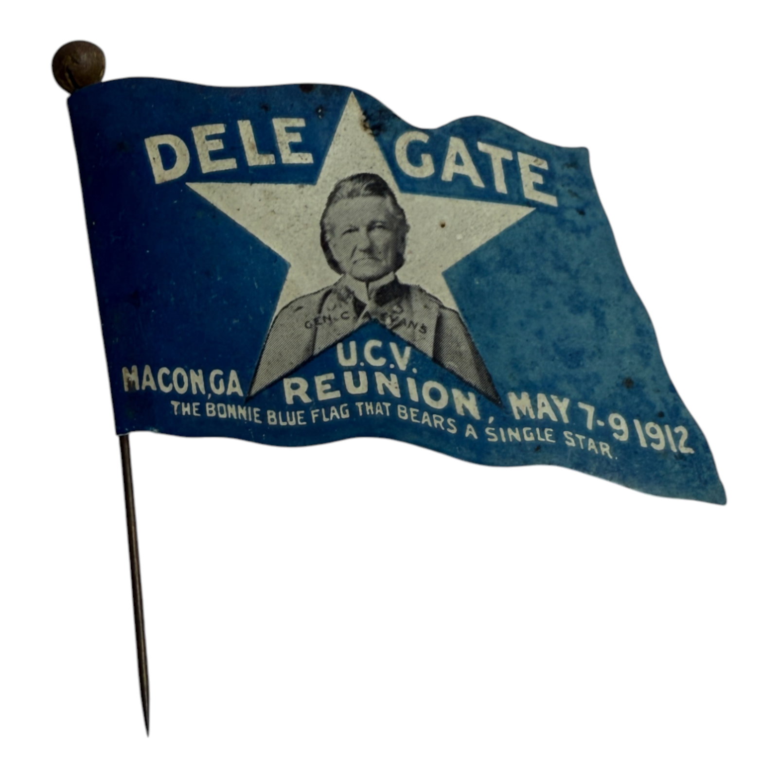 Delagate Macon GA , U.C.V. Reunion Badge 5/9/1912: Delagate Macon GA , U.C.V. Reunion Badge 5/9/1912 Gen C.A. Evans