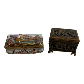 Antique Jewlery Boxes Nippon Procelain and Brass