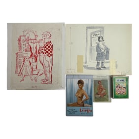 Erotica Cartoon Drawing Vintage Pin Up Girls XXX Cards