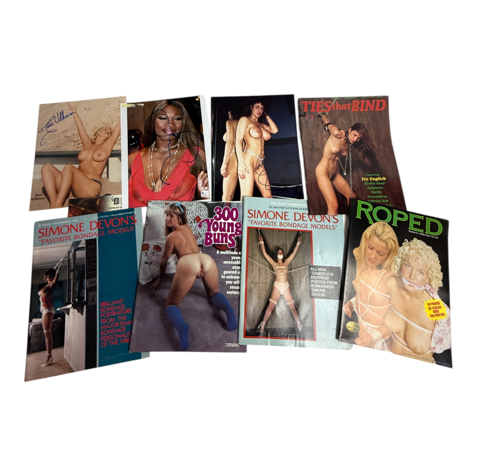 Vintage Signed Female Actress Lot with Magazines: Vintage Signed Female Actress Lot Various largest Sizes 8.5 x 11 in with Magazines