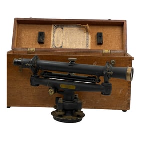 Antique C.L. Berger & Sons Surveyors Compass Y 10086 Boston Mass. W/ Original Wooden Case
