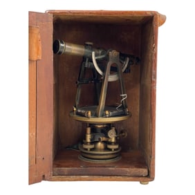 Antique Wm.Ainsworth & Sons 2749 Survey Transit & Compass In Wooden Box
