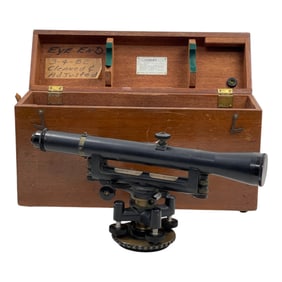 Antique W & L.E. Gurley Troy Surveying Instrument No. 611279 W/ Wooden Box