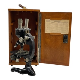 Antique Steindorff & Co. Berlin Laboratory Microscope with Case