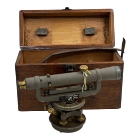 Vintage Surveying Equipment Model 8114 David White w/ Wooden Case
