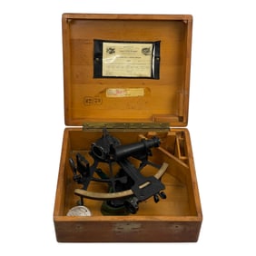 Vintage WWII Sextant Naval Aviator 1945 Leupold & Stevens U.S. Maritime Commission W/ Wooden Box