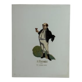 Mr. Pickwick Painted Oil on Porcelain Signed