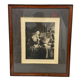 Antique Engraving La Songeuse