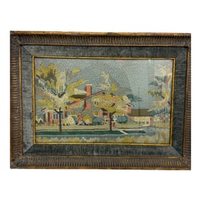 Vintage Stitched Yarn Painting