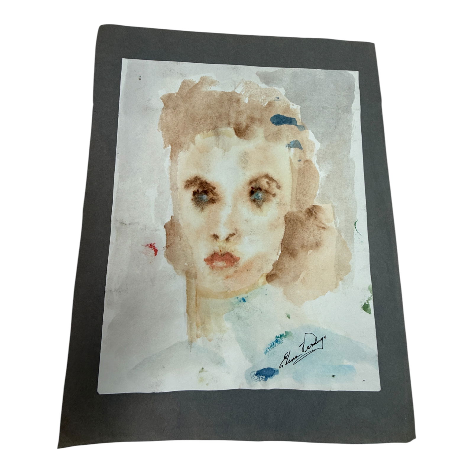 Watercolor Self Portrait Elena Verdugo (1 of 3)