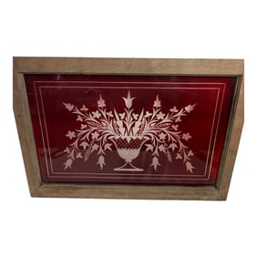 Ruby Red Etched Glass Window