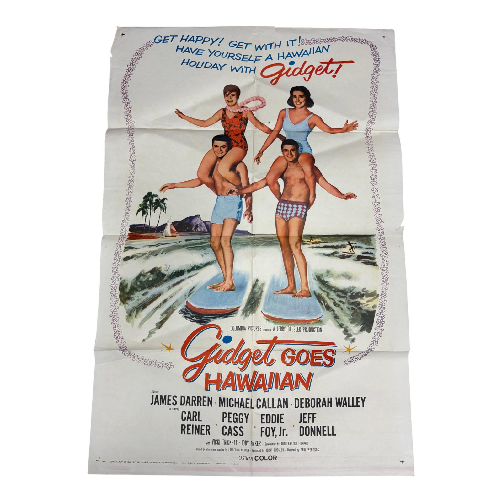 Original Movie Poster Gidget Goes Hawaiian: Original Movie Poster Gidget Goes Hawaiian Sold As-is Tear Size 27 x 40in