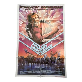 Vintage Chuck Norris Forced Revenge Poster 41x 27 in