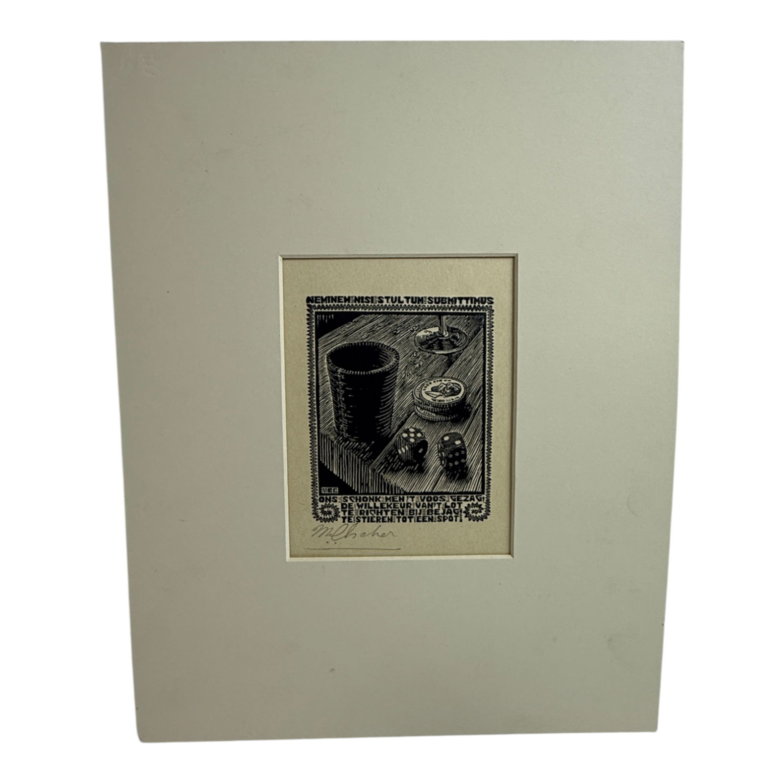 Attributed M.C. Escher Dice from XXIV Emblemata 1931 (1 of 4)