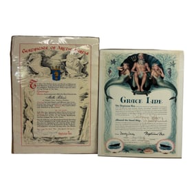Vintage Crossing The Line Maritime Certificate For Crossing The Equator And Arctic Circle