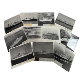 Vintage Lot Of Black And White Photos of 1930s-60s Cruse Ships