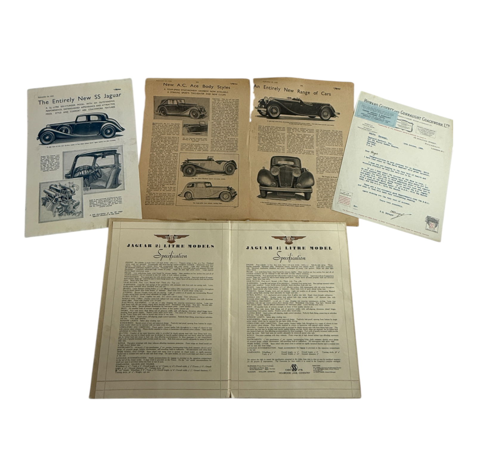 Vintage SS Jaguar Models And Prices Brochure From 1935 (1 of 7)