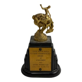 Vintage Central Wyoming Fair Rodeo 1951 Trophy Awarded To Christine Hamilton