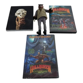 Vintage Horror Lot With Mego 1974 Wolfman 8" Action Figure And Horror Movie DVDs