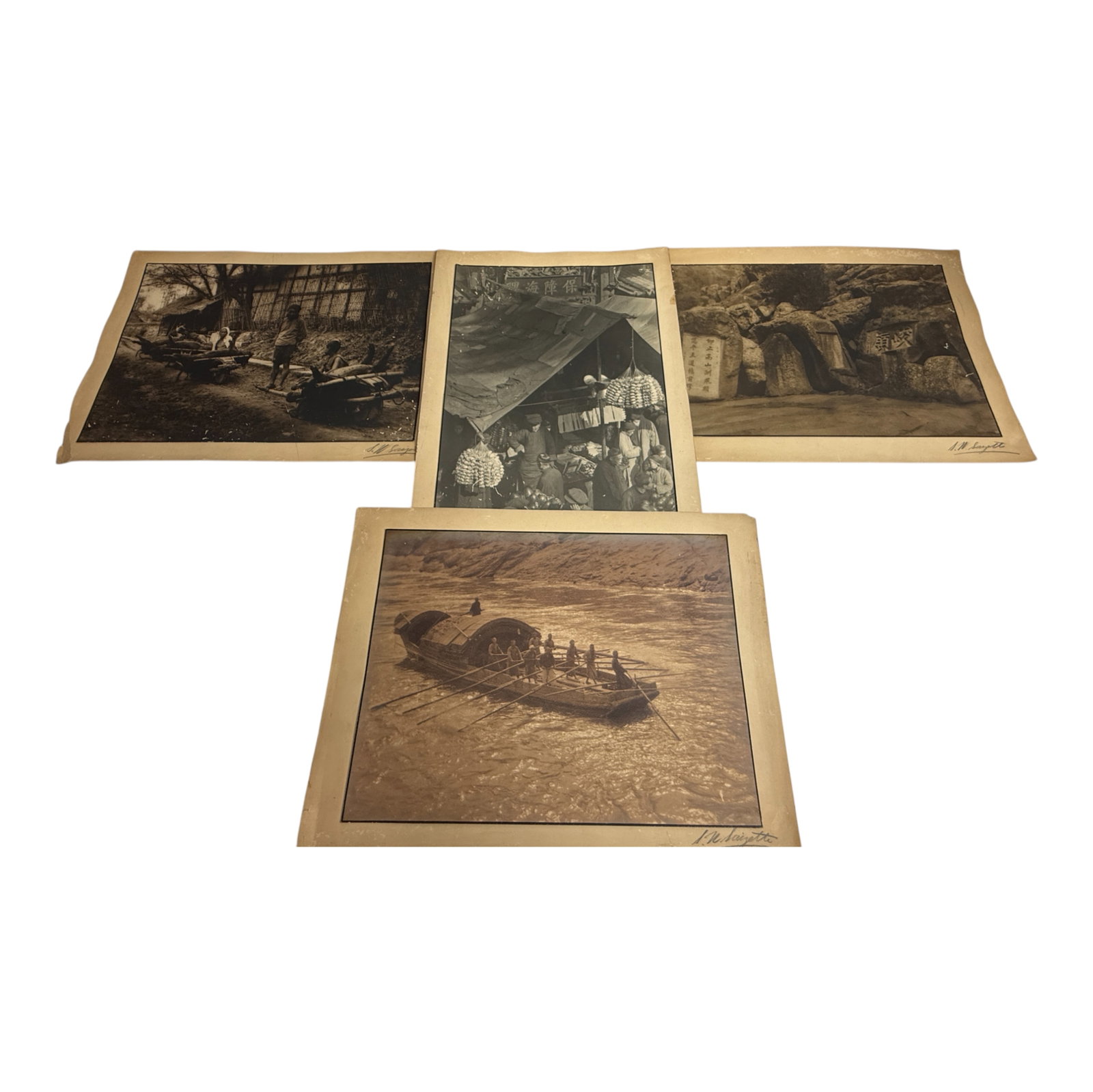 Antique Chinese Black And White Photos With Photographers Signature: Antique Chinese Black And White Photos With Photographers Signature 20 in x 13 in