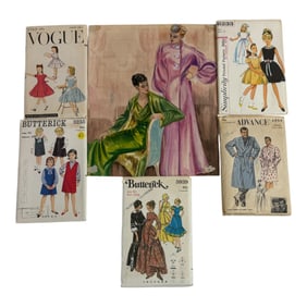 Vintage 1950s Vogue Sewing Pattern Dress up Cut Out Lot With High Fashion Drawing Unsigned