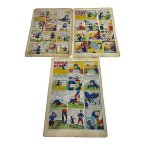 Vintage Circus Kid Comic Cell Storyboard Hand Colored
