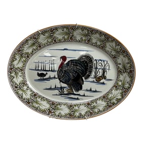 Vintage Extra Large Walter Hatches Mancioli Turkey PlatterHand Painted Italian Ceramic