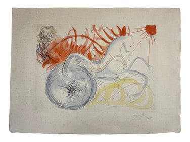 Salvador Dali (1904-1989) Elijah and The Chariot Pencil Signed and Numbered Lithograph 68/250
