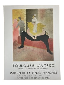 1955 French Exhibition Poster Lithograph - Toulouse Lautrec, Maison de la Pensee Francaise