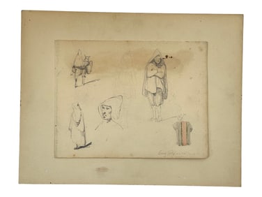 Sketch Drawing Attr. Eugène Delacroix Hand signed