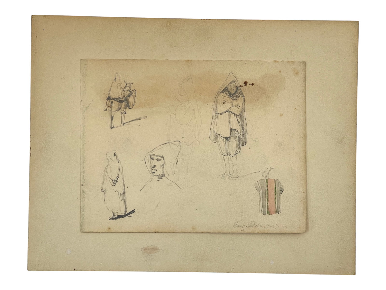 Sketch Drawing Attr. Eugène Delacroix Hand signed (1 of 6)