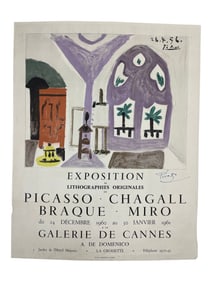 Vintage Exhibition Lithograph Poster Pablo Picasso Galerie De Cannes Hand Signed
