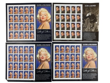 Vintage Stamps Legends of Hollywood Marlyn Monroe and James Cagney Lot of 3 sheets