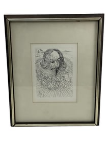 Salvador Dali - Cerbantes Original Etching Signed in Plate with COA