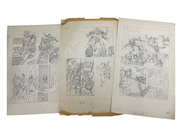 Vintage Comic Book Art Hand Drawing Pencil Sketch Story Board lot of 3