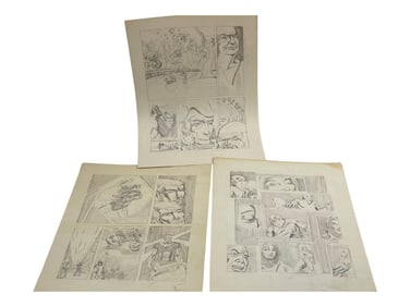 Vintage Comic Book Art Hand Drawing Pencil Sketch Story Board lot of 3