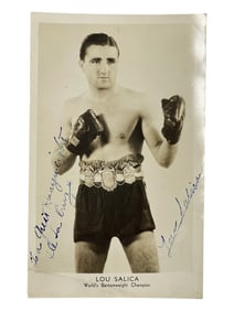 Lou Salica Boxing Bantamweight Champion B&W Signed Photograph